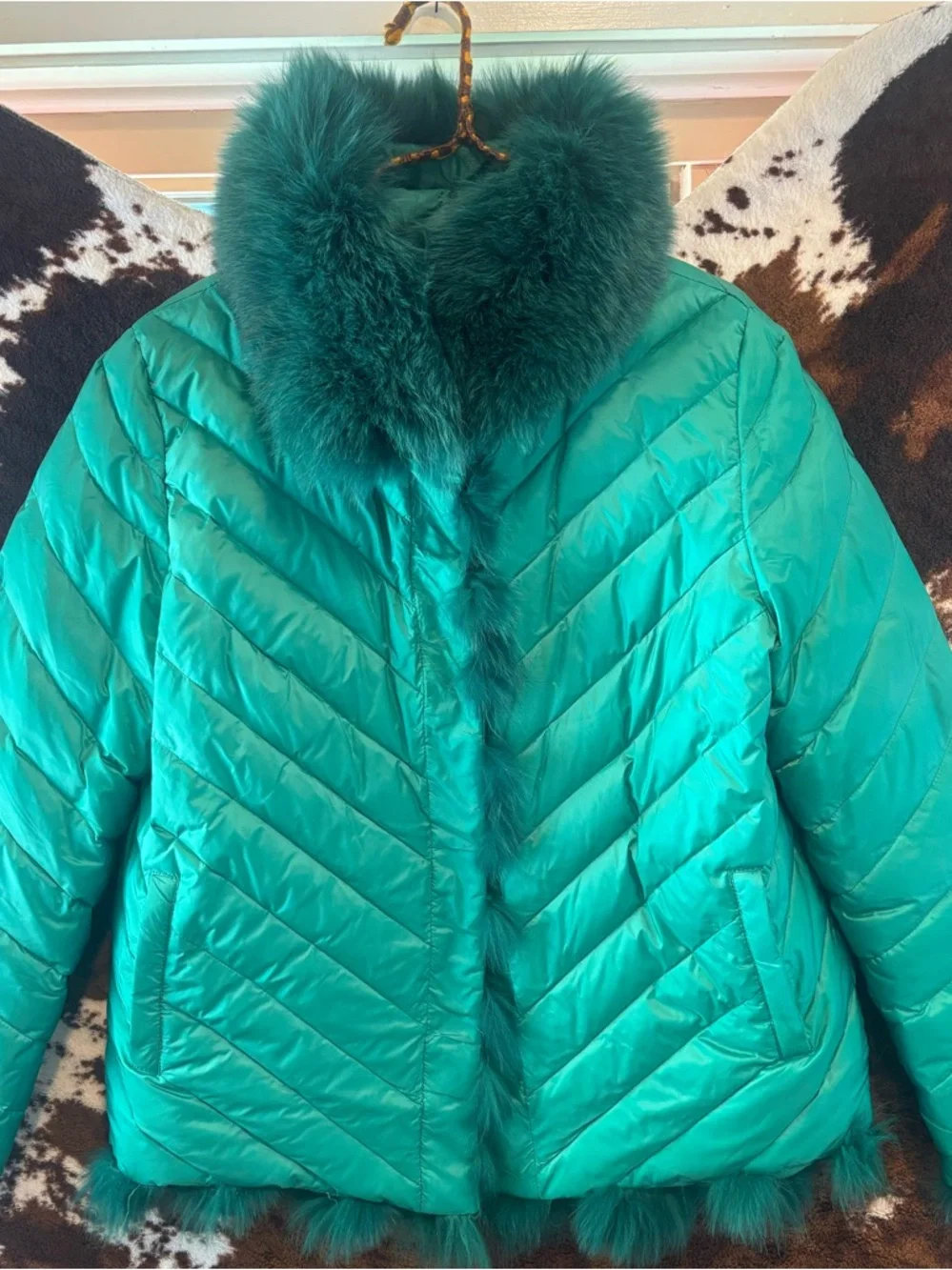 Genuine FOX emerald green reversible coat - Picture 3 of 6